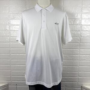 Greg Norman for Tasso Elba Polo Mens XL White Play Dry Golf Shirt Performance